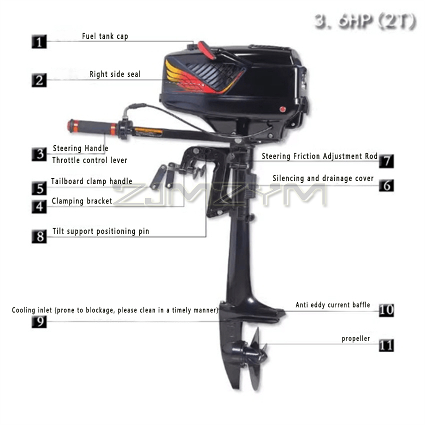 2 السكتة الدماغية 3.6HP محرك خ - مراجعة Fishing Boat Outboard Motor وسعره